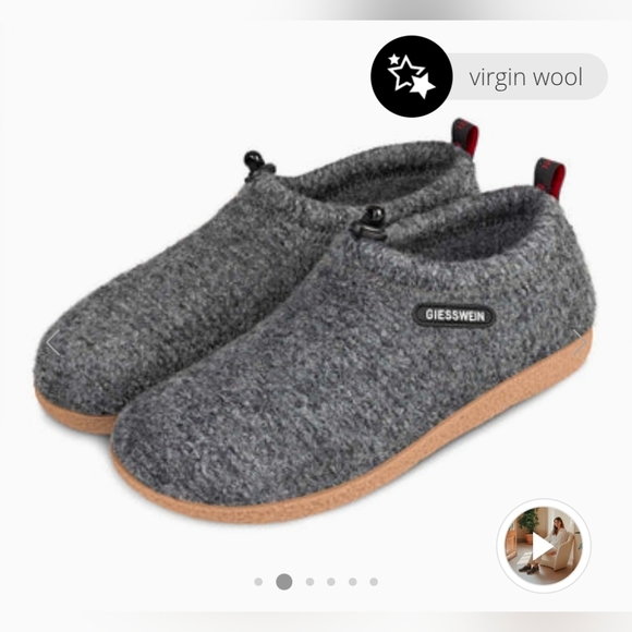 Giesswein Vent Virgin Wool Slippers in Gray Size 38 US 7 Womens MSRP $114 EUC - Picture 3 of 16